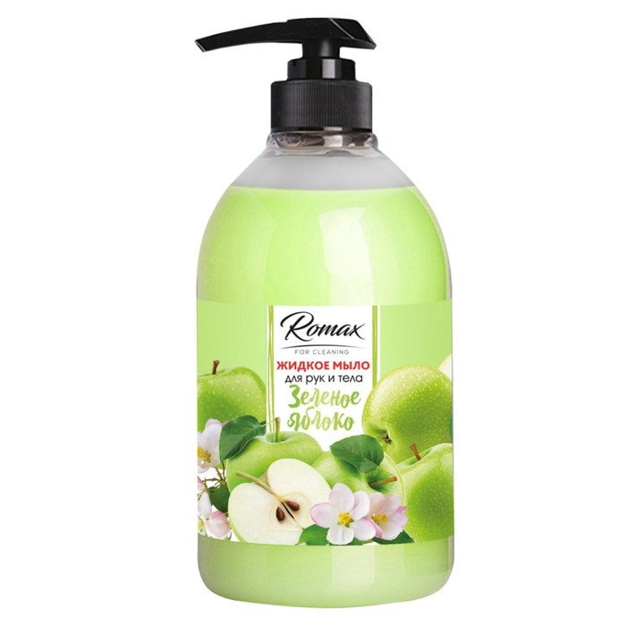 Жидкое мыло Romax Зеленое яблоко, 1 л косметическое мыло дивный сад зеленое яблоко 90 гр