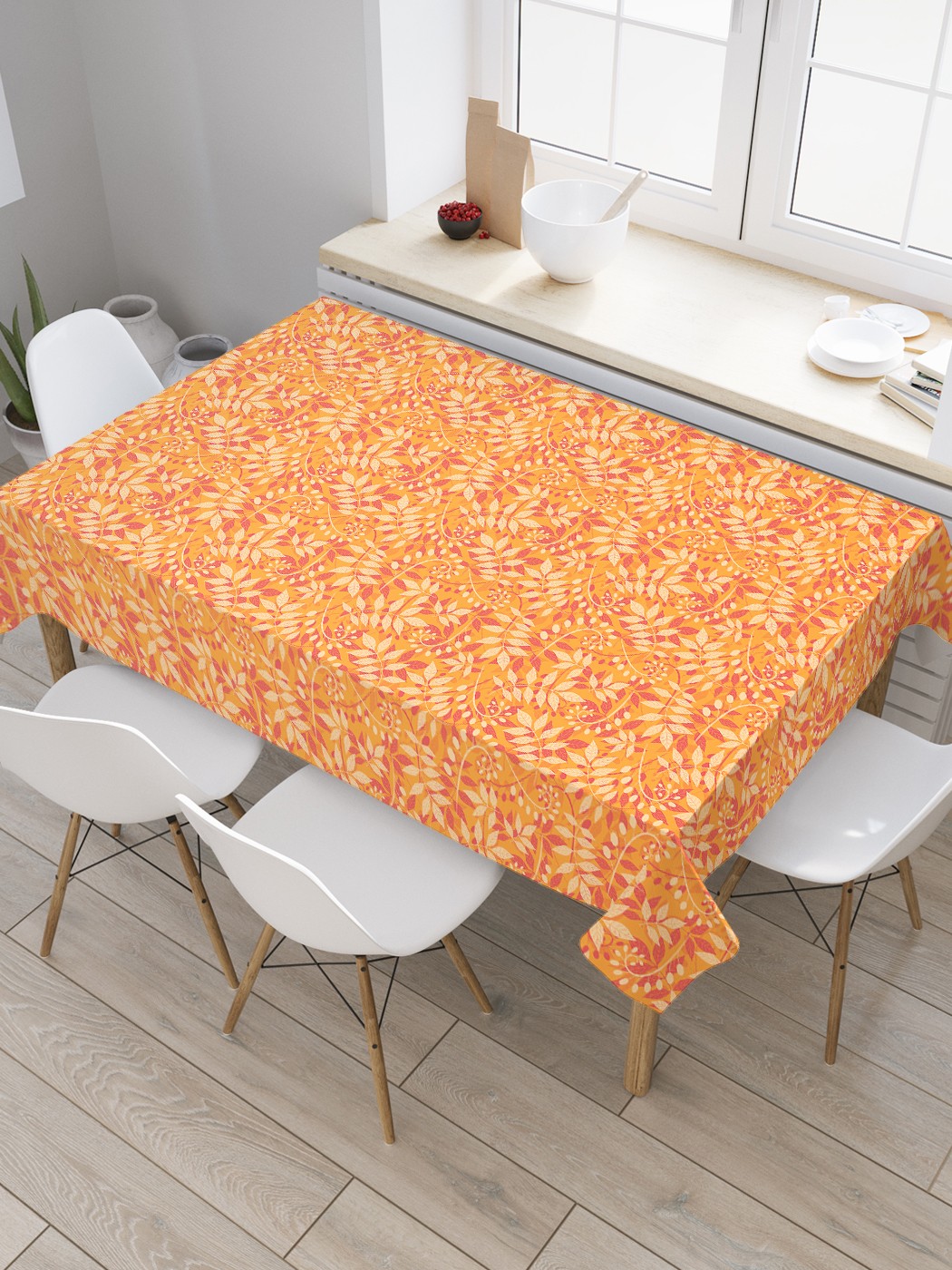 

Скатерть прямоугольная JoyArty "Сплетение растений" из оксфорда, 120x145 см, Оранжевый, Сплетение растений