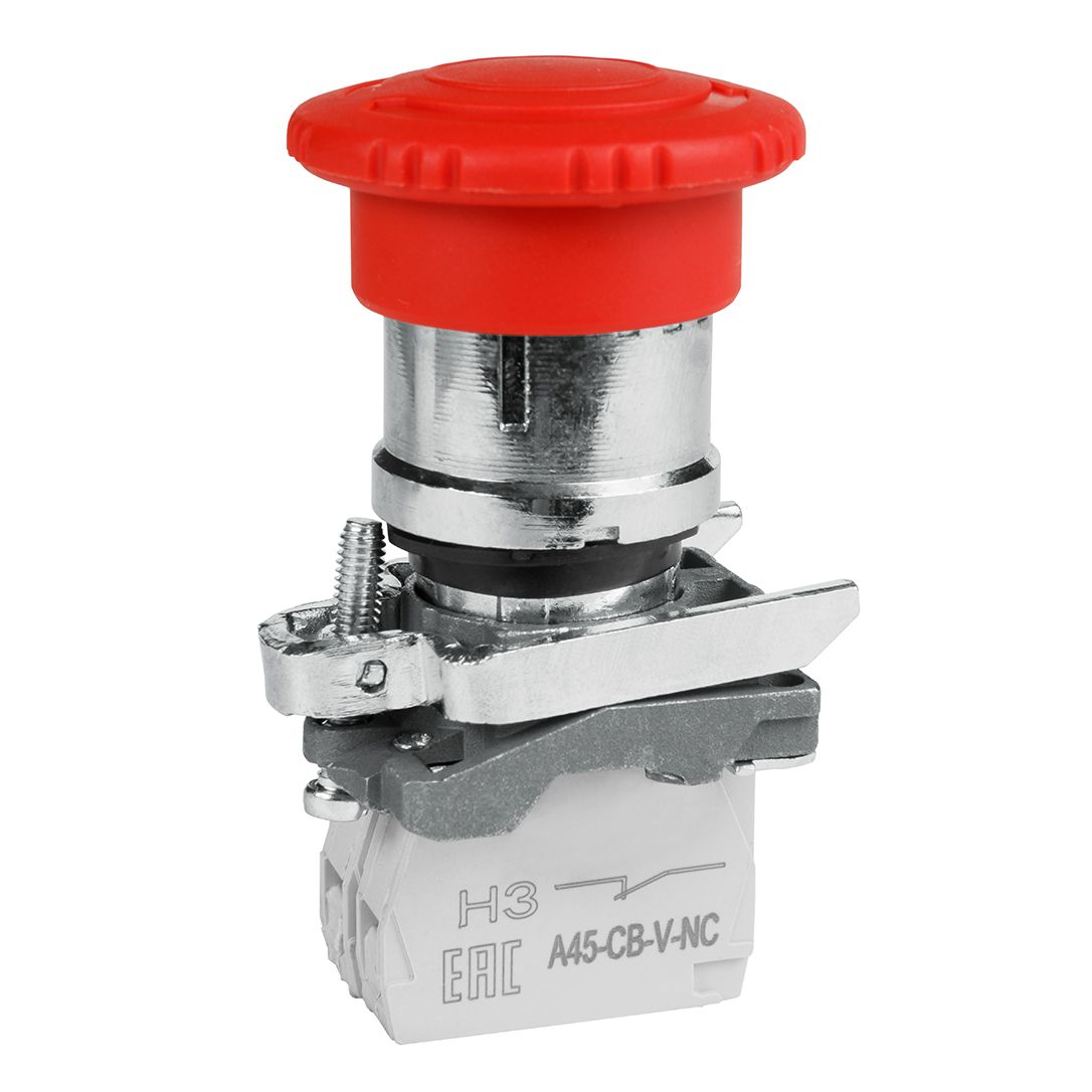 фото Кнопка аварийного останова optisignal d22 c4-estr-11 металл 1но+1нз возврат поворотом xb4b кэаз