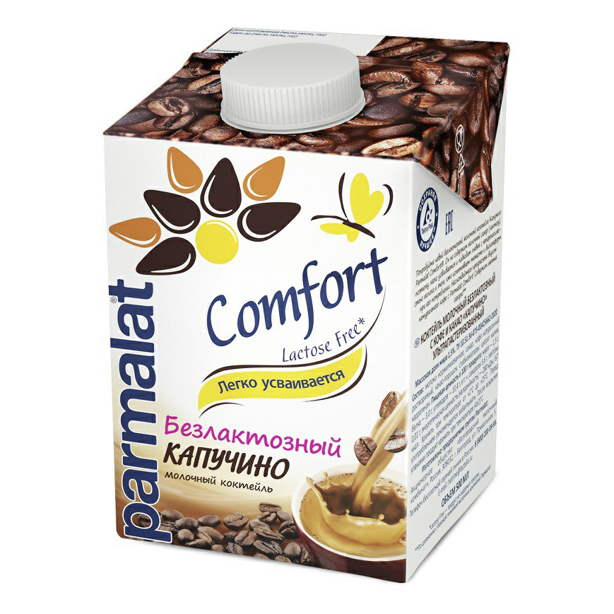 фото Молочный коктейль parmalat comfort капучино безлактозный 1,5% 500 мл