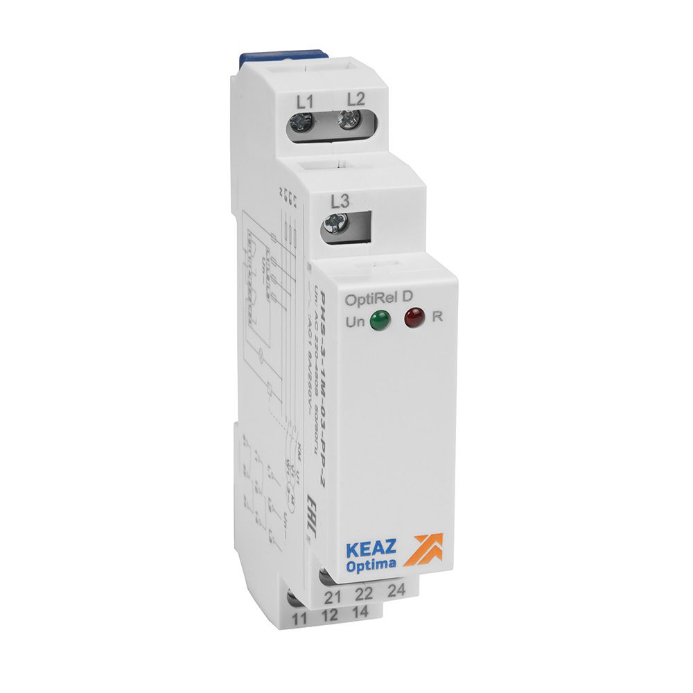 фото Реле контроля фаз optirel d phs-3-1m-03-pp-2 чередования обрыва фаз 3ф 2со кэаз 331997