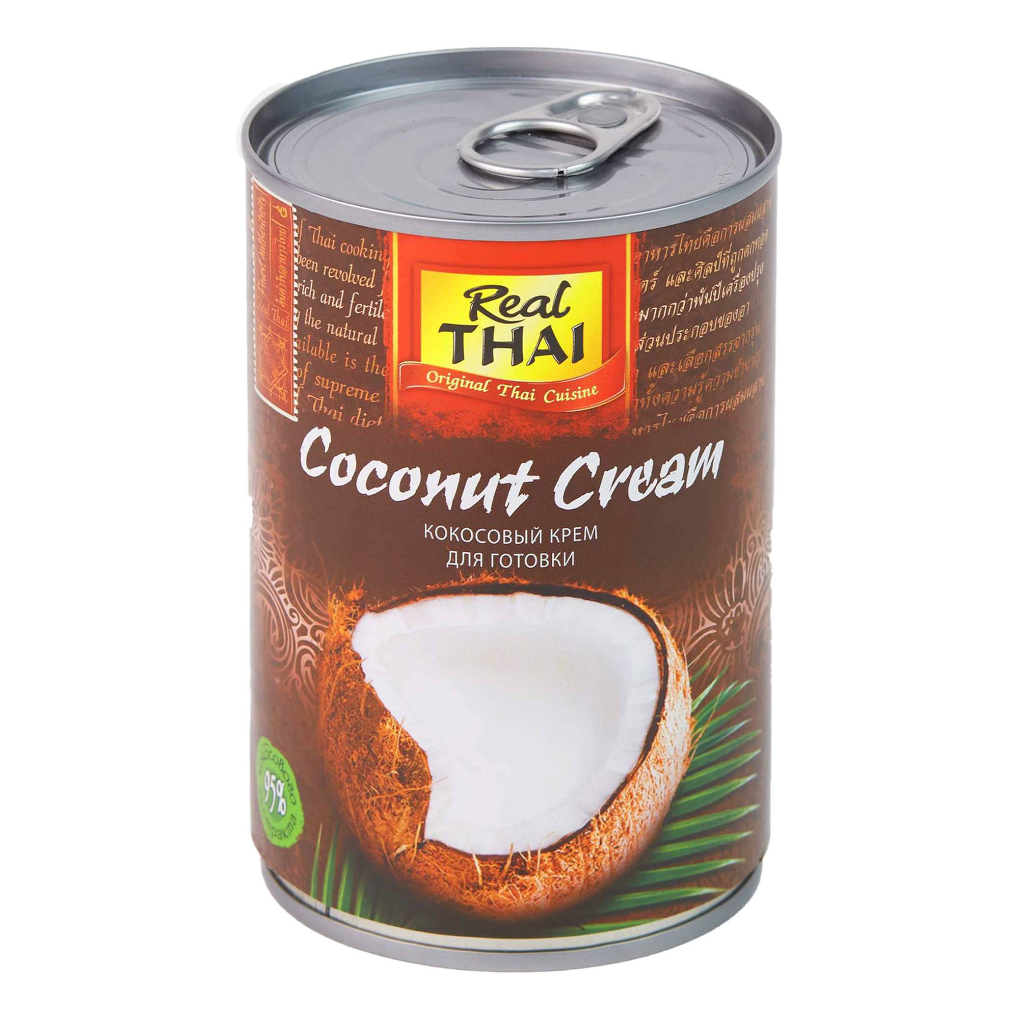 Растительный аналог сливок Real Thai Coconut Cream кокосовый для готовки 22% 400 мл