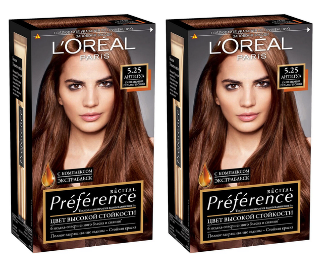 

Краска для волос L'Oreal Paris Preference 5.25 Антигуа каштановый перламутровый 2 шт
