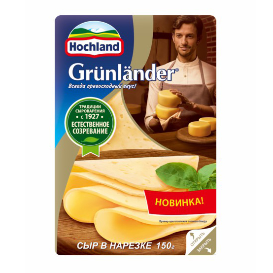 

Сыр полутвердый Hochland Грюнландер нарезка 50% 150 г