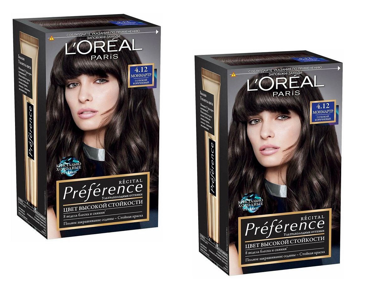 

Краска для волос L'Oreal Paris Preference 4.12 Монмартр глубокий коричневый 2 шт