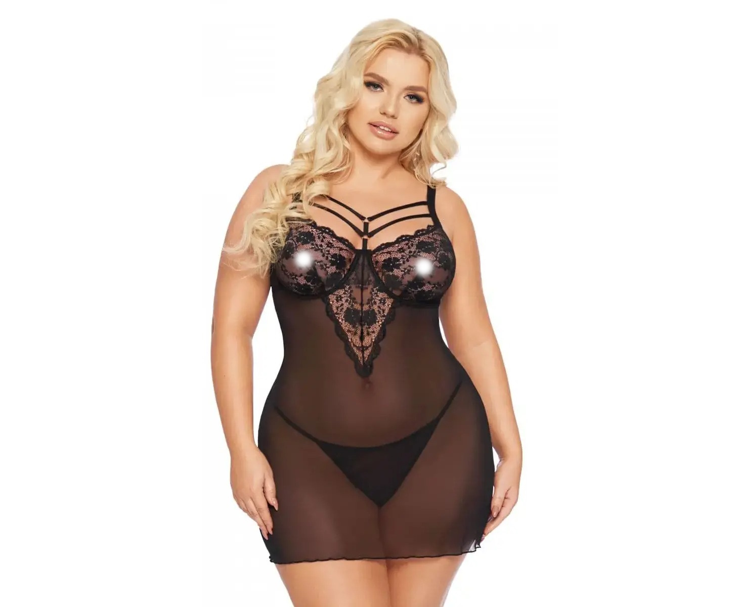 

Полупрозрачная сорочка Soft Line Aldona XL черная, Черный, Aldona