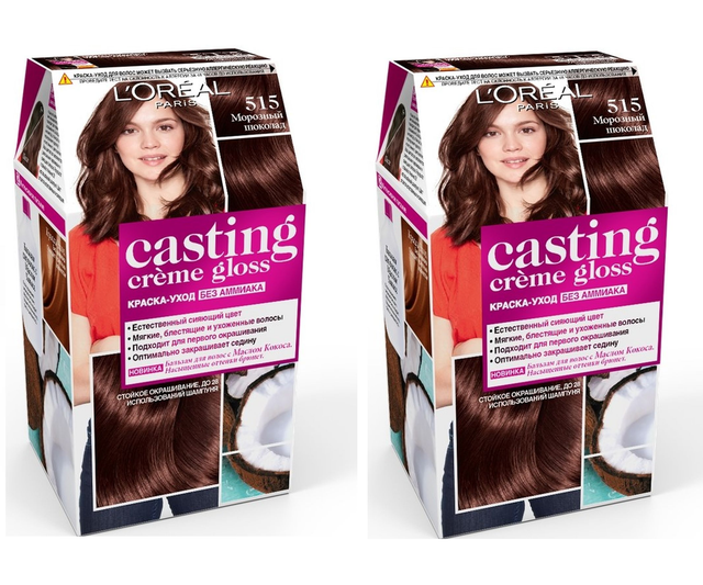 

Краска L'Oreal Paris стойкая Casting Creme Gloss 515 Морозный шоколад 2шт