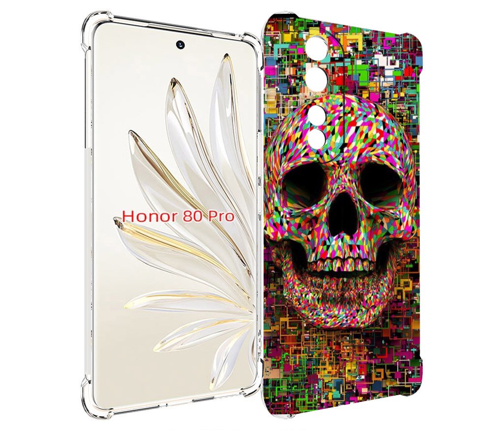 

Чехол MyPads череп красочные цвета для Honor 80 Pro, Прозрачный, Tocco