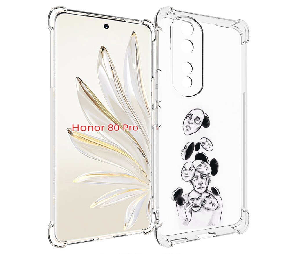 

Чехол MyPads человек с разными масками для Honor 80 Pro, Прозрачный, Tocco
