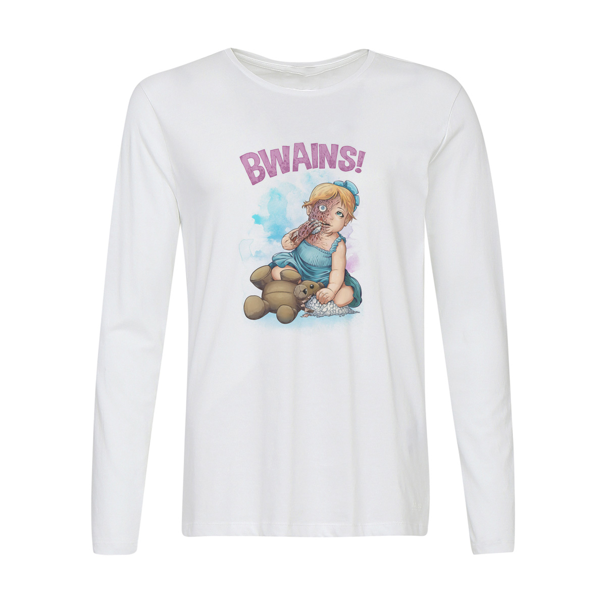 

Лонгслив CoolPodarok BWAINS кукла с медведем, Белый, 2w015590