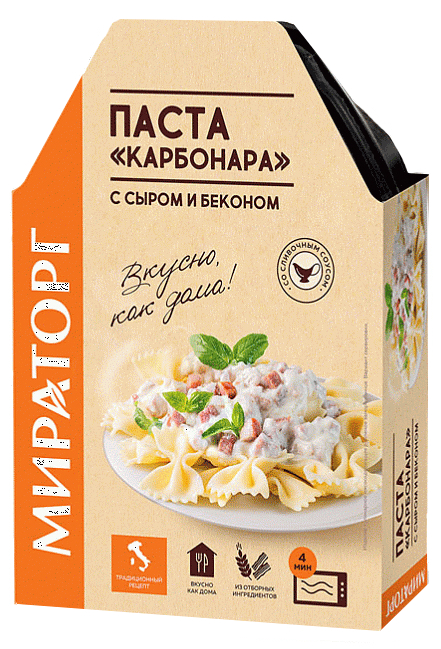 

Паста карбонара Мираторг с сыром и беконом замороженная 260 г