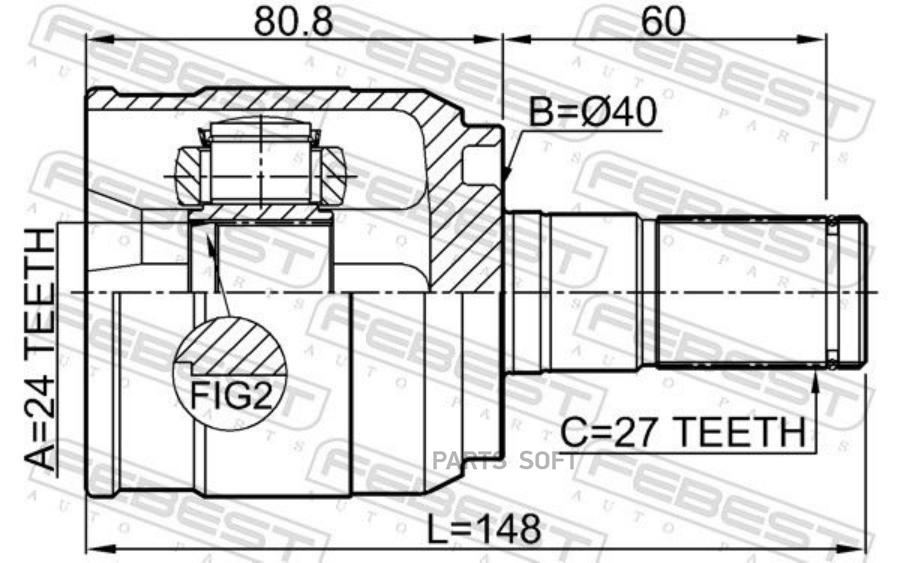 

Шрус FEBEST 1211CRE20LH