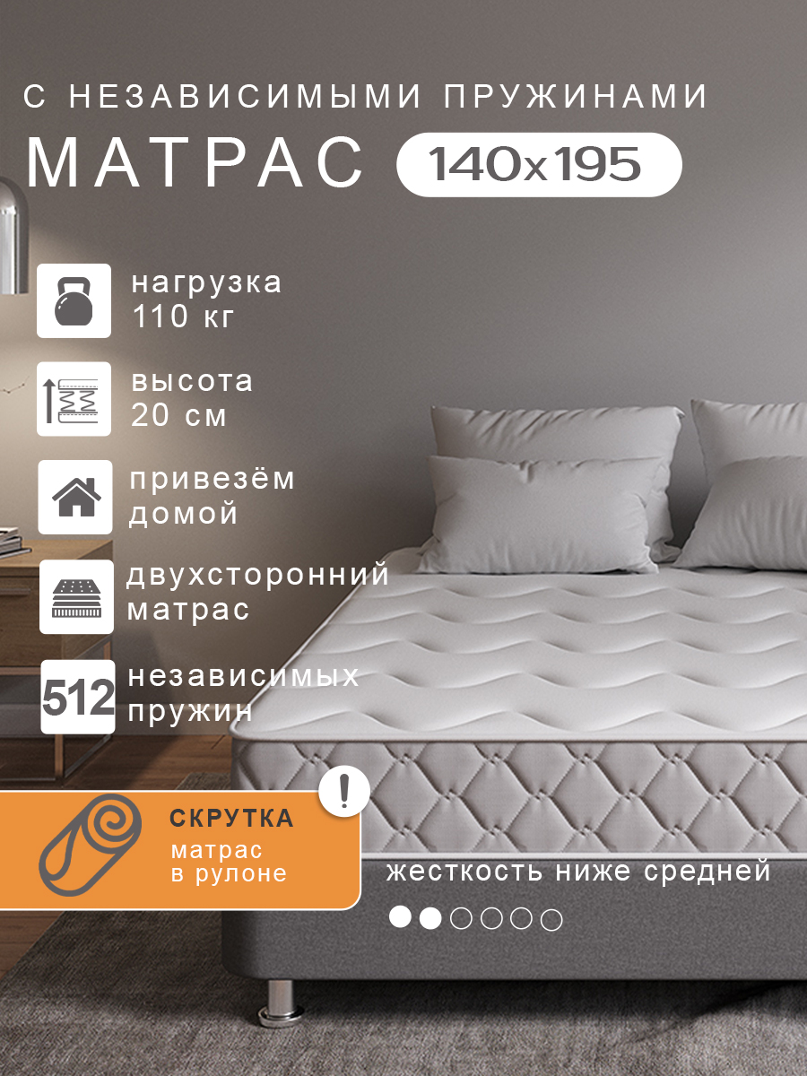 

Матрас PROxSON SOVA M пружинный 140х195 рулон, Белый, M рулон