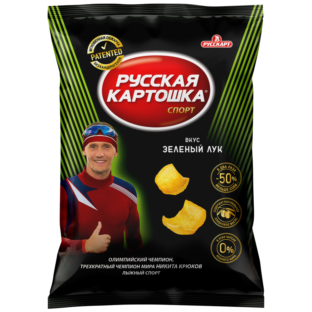 

Чипсы картофельные Русская картошка Спорт Зеленый лук 90 г