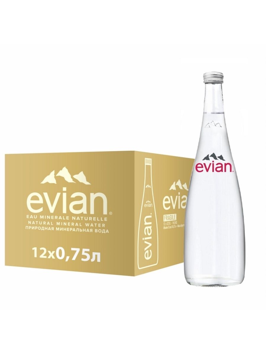 

Evian / Эвиан минеральная природная вода, негазированная, СТЕКЛО 0.75л (12 штук)