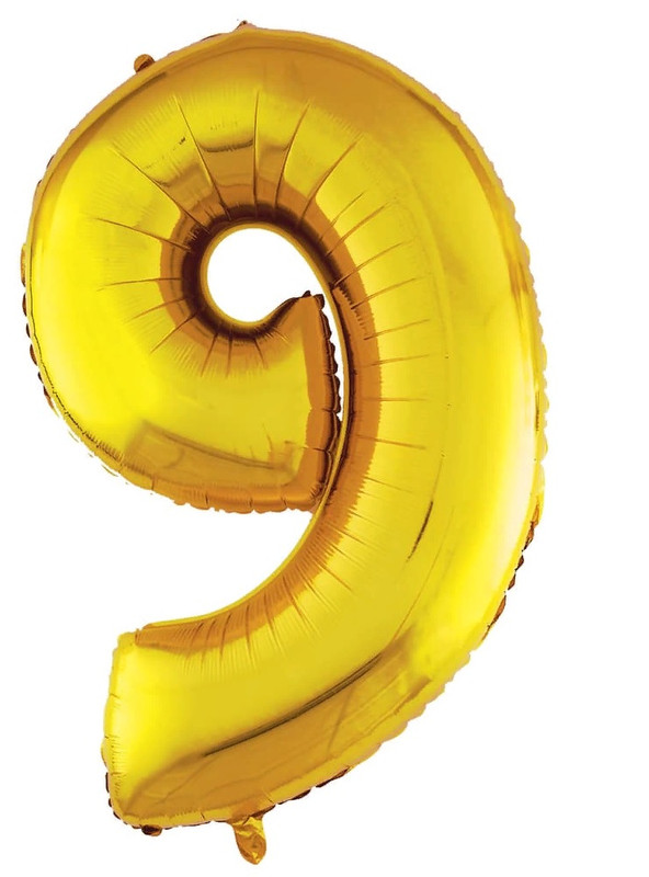 Шар воздушный фольгированный Цифра 9, цвет золотой 42