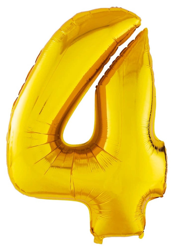 Шар воздушный фольгированный Цифра 4, цвет золотой 42