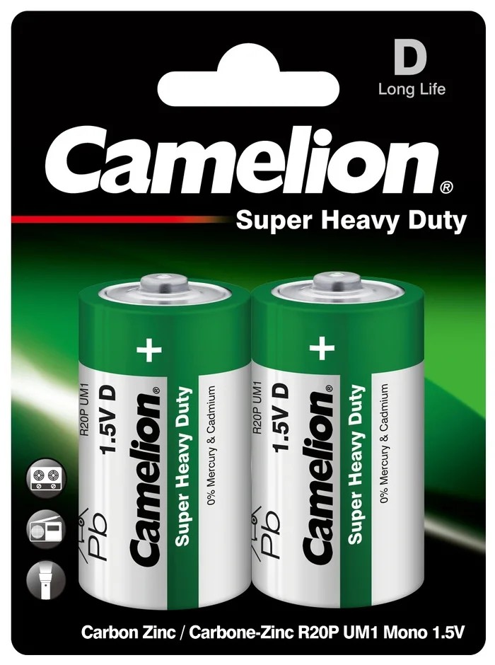 Батарейка Солевая Camelion Super Heavy Duty D 1,5v Упаковка 2 Шт. R20p-Bp2g Camelion арт.