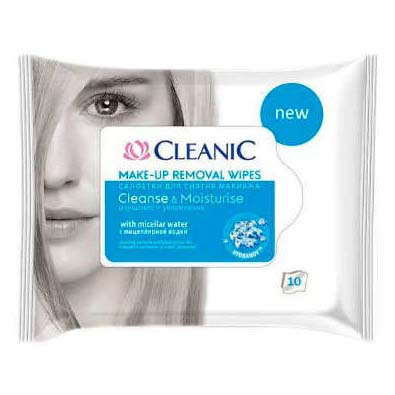 

Влажные косметические салфетки для снятия макияжа Cleanic Cleanse & Moisturise 10 шт
