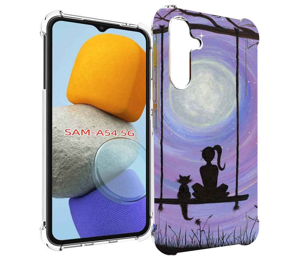 

Чехол MyPads девушка с котом на качеле женский для Samsung Galaxy A54, Tocco