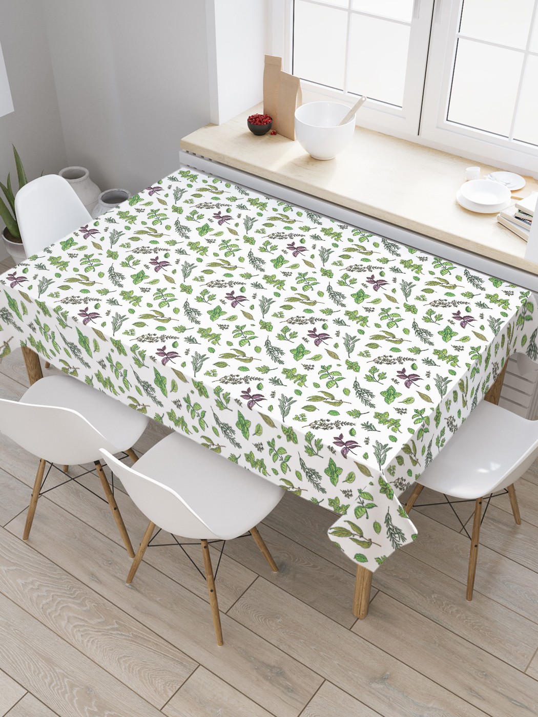 

Скатерть прямоугольная JoyArty "Сочные специи" из оксфорда, 120x145 см, Белый, Сочные специи