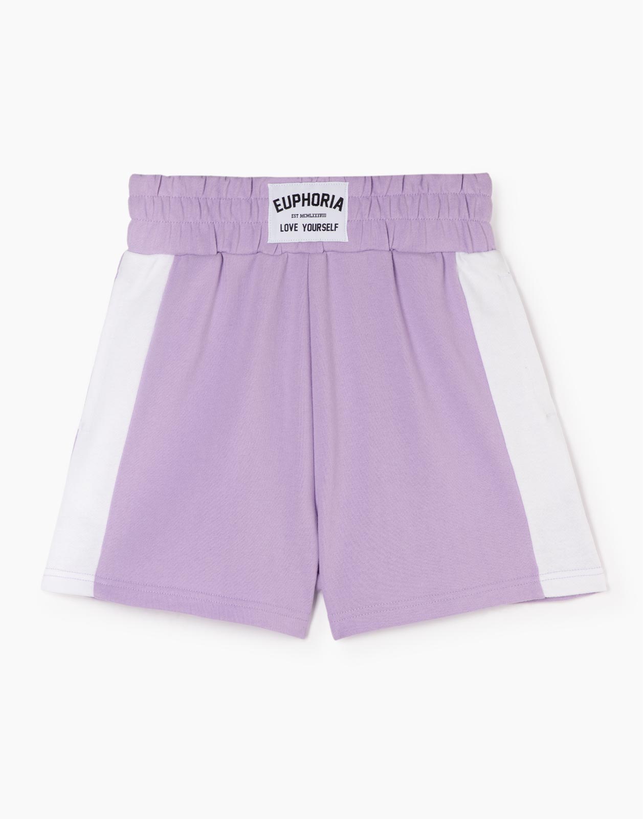 Фиолетовые спортивные шорты с нашивкой для девочки р.152