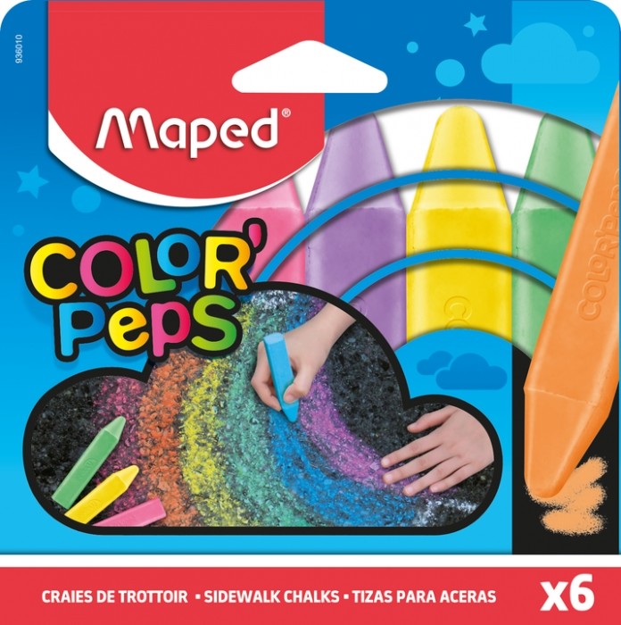 Мел Maped Color'peps цветной 6 штук 1069275 набор восковых мелков color peps wax 18 шт maped