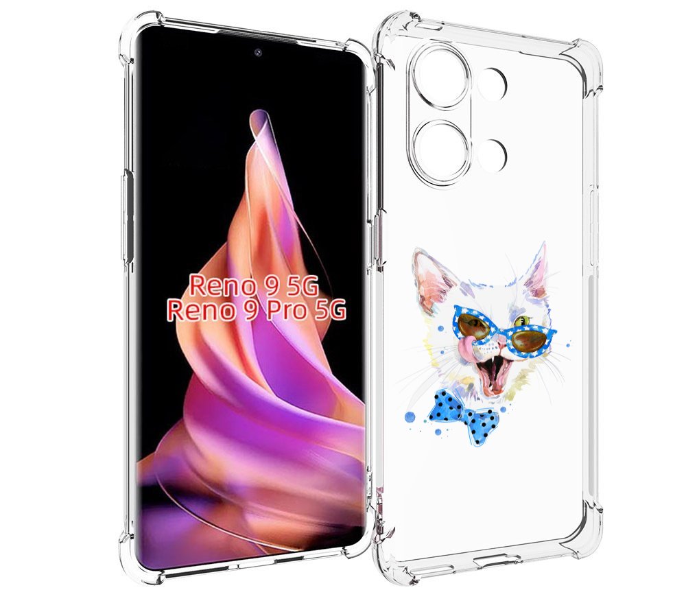 

Чехол MyPads белый кот для Oppo Reno 9/Reno 9 Pro, Прозрачный, Tocco