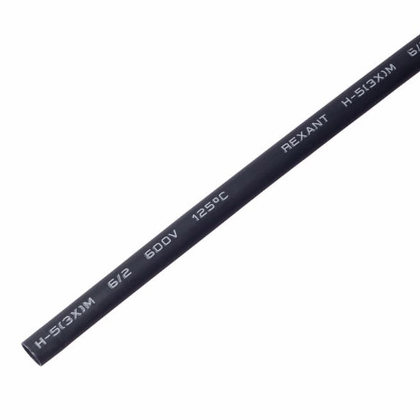 Термоусаживаемая трубка клеевая Rexant 6,0/2,0 мм, черная {20-6008} (1 метр)
