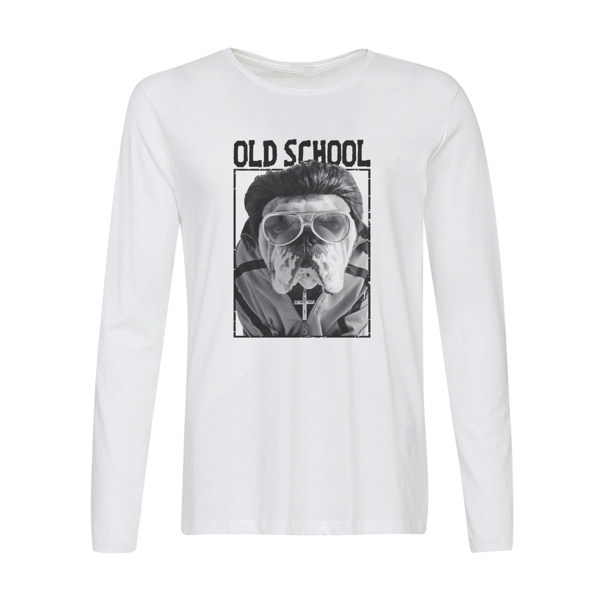 

Лонгслив CoolPodarok Old scool Бульдог, Белый, 42w01554