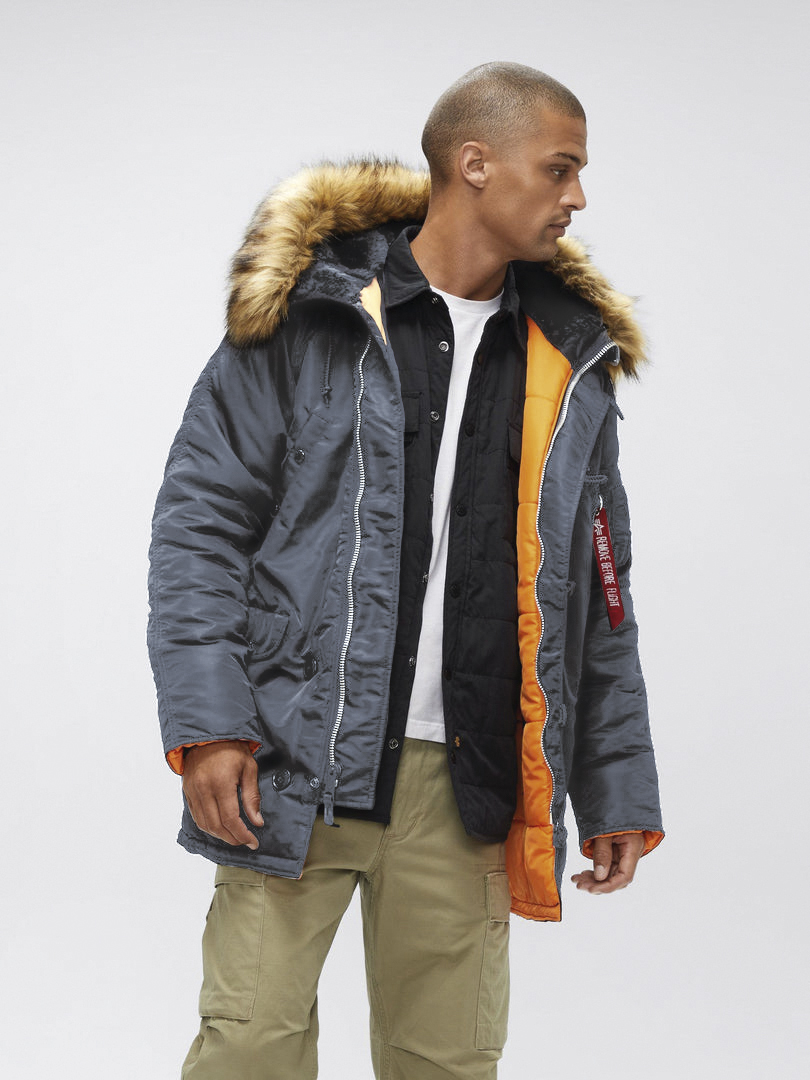 

Парка мужская Alpha Industries Slim Fit N-3B серебристая 2XL, Серебристый, Slim Fit N-3B