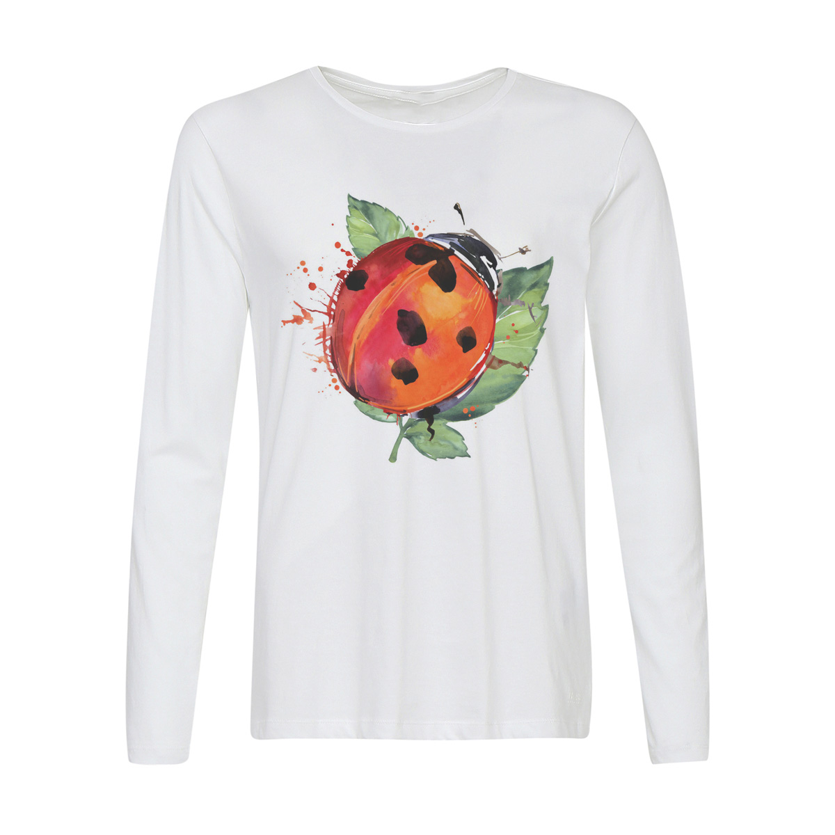 

Лонгслив CoolPodarok Краски. Божья коровка на листке, Белый, 2w015478