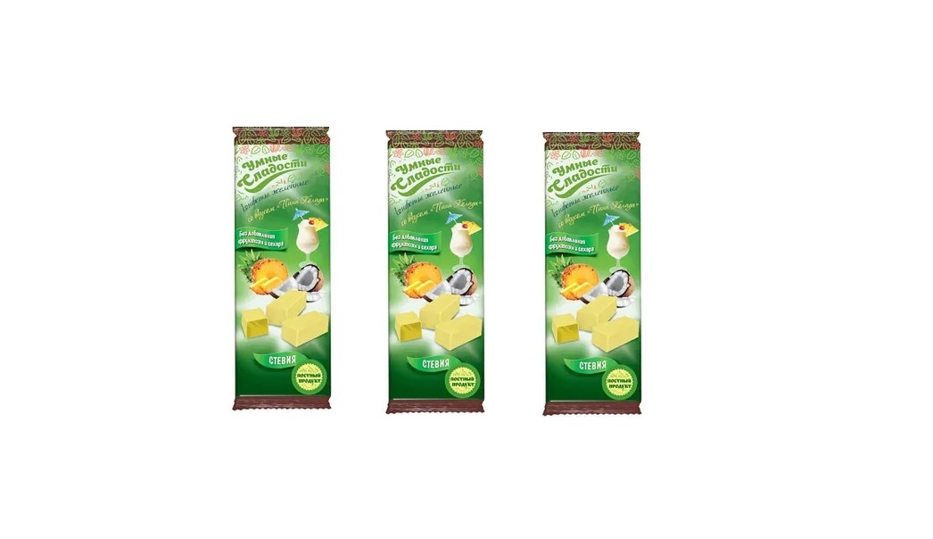 Конфеты Умные сладости желейные, со вкусом пина-колада, 90 г х 3 шт