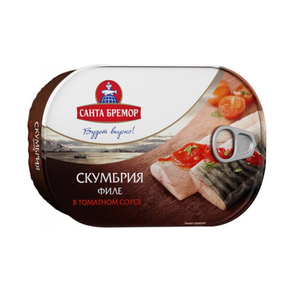 

Скумбрия Санта Бремор Атлантическая филе в томатном соусе 175 г