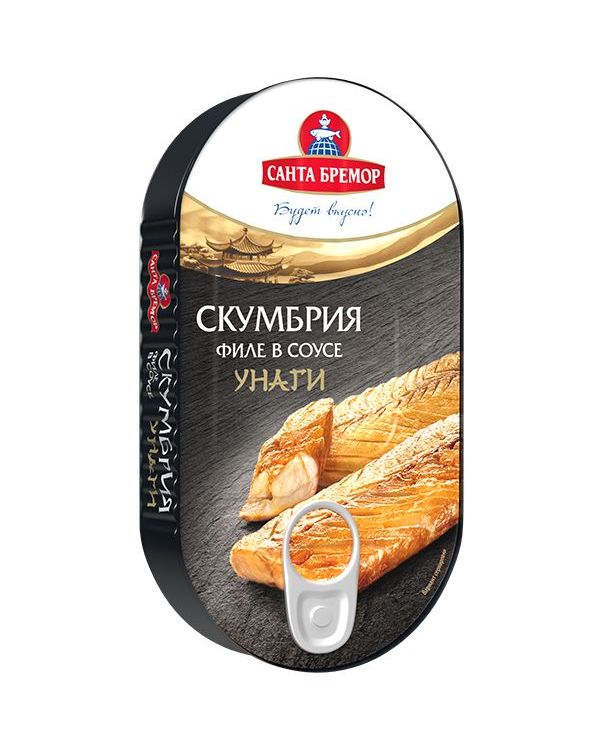 

Скумбрия Санта Бремор Атлантическая филе в соусе унаги 175 г