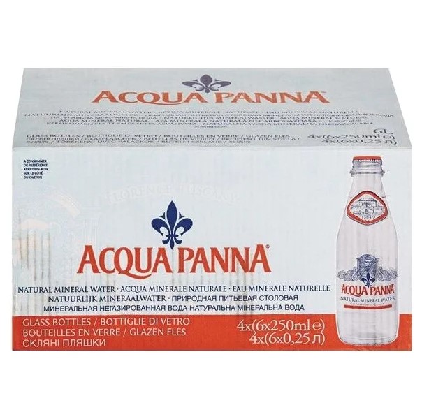 Acqua Panna / Аква Панна минеральная вода, негазированная, 24шт. по 0.25л, СТЕКЛО