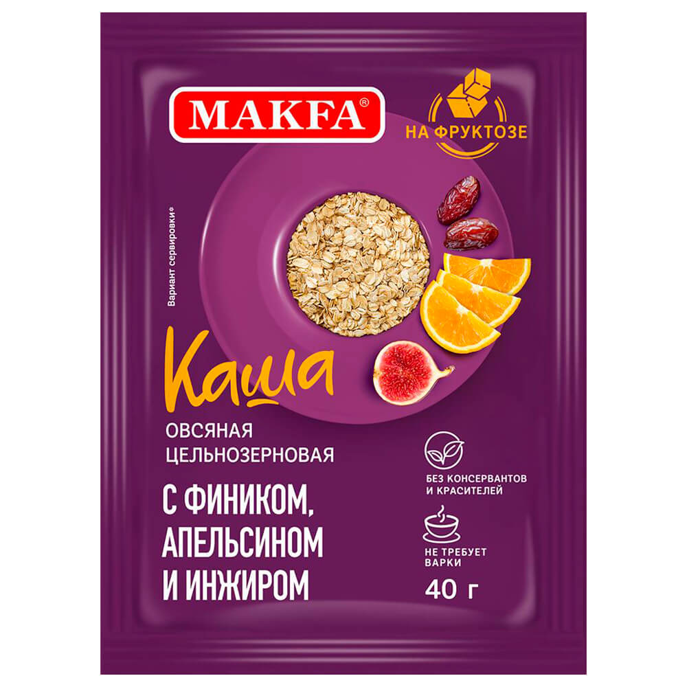Каша Makfa овсяная финик-апельсин-инжир быстрого приготовления 40 г