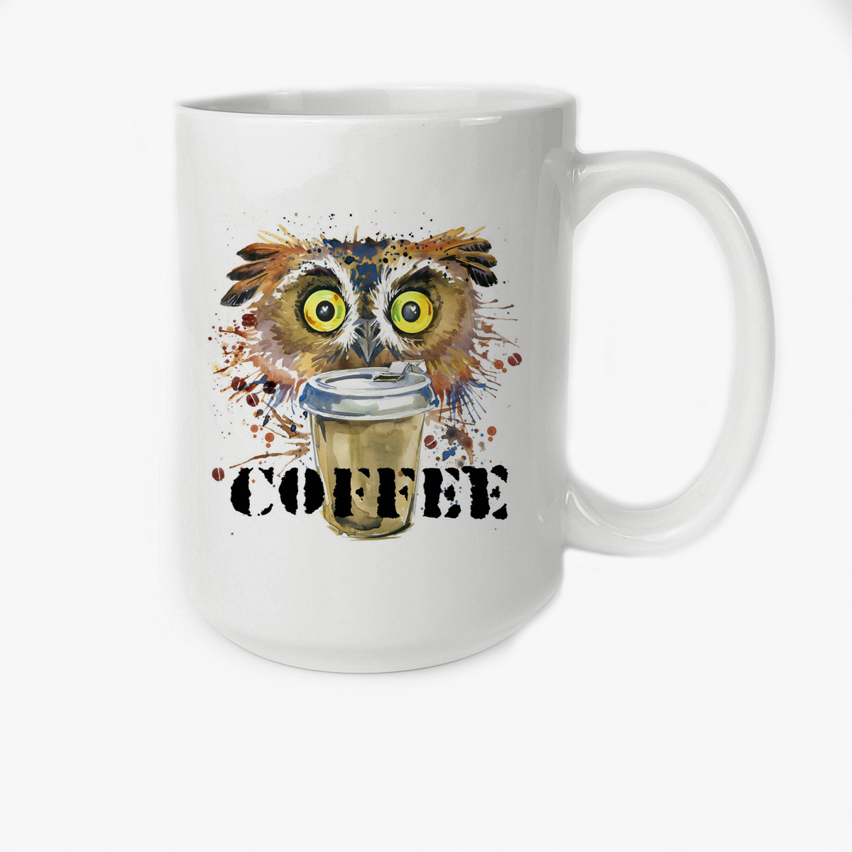 

Кружка CoolPodarok Краски Сова с кофе Cofee