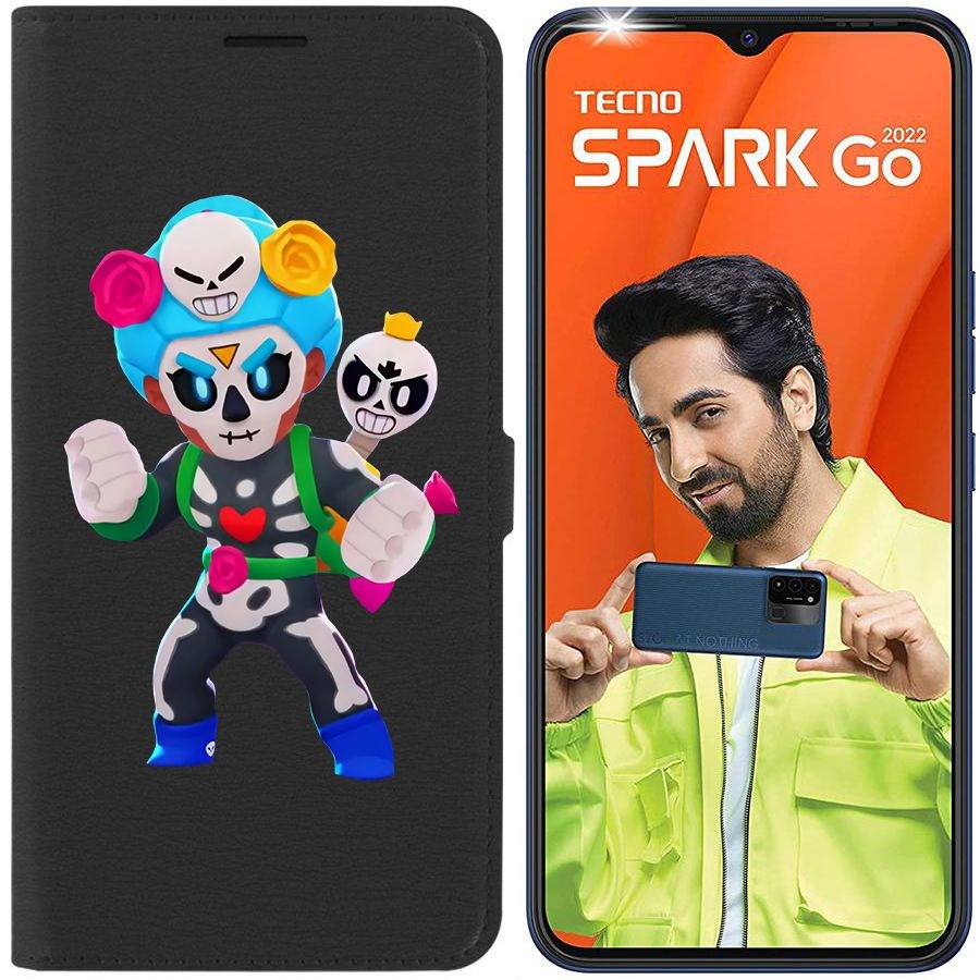 

Чехол-книжка Eco Book для Tecno Spark Go 2022 Brawl Stars-Хэллоуинская Роза