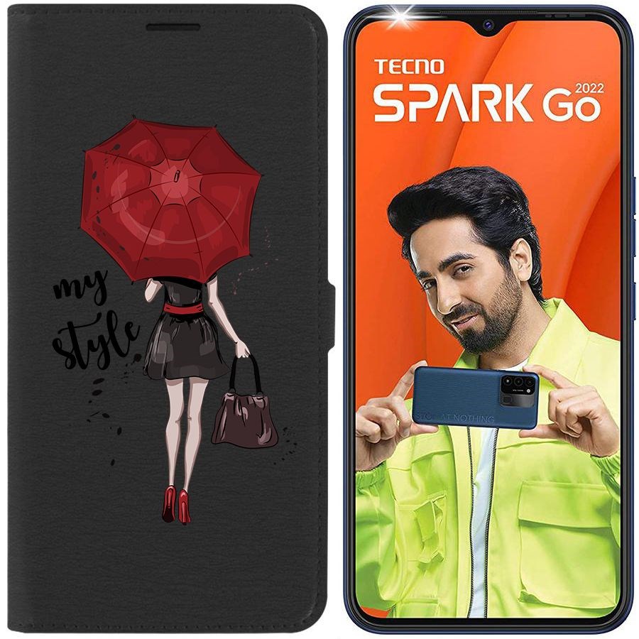 

Чехол-книжка Eco Book для Tecno Spark Go 2022 Мой стиль, Черный