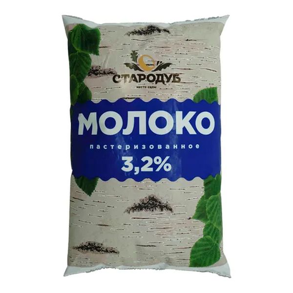 

Молоко 3,2% пастеризованное 900 мл Стародуб БЗМЖ