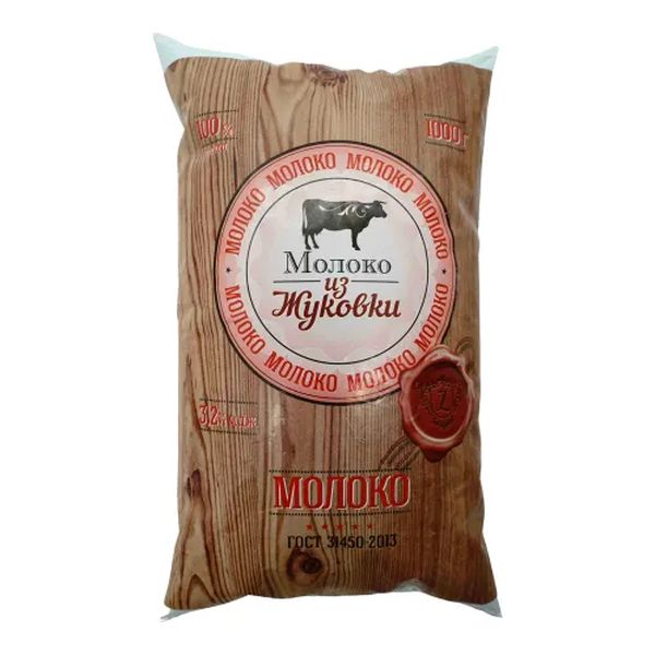 

Молоко 3,2% пастеризованное 1 л Молоко из Жуковки бзмж