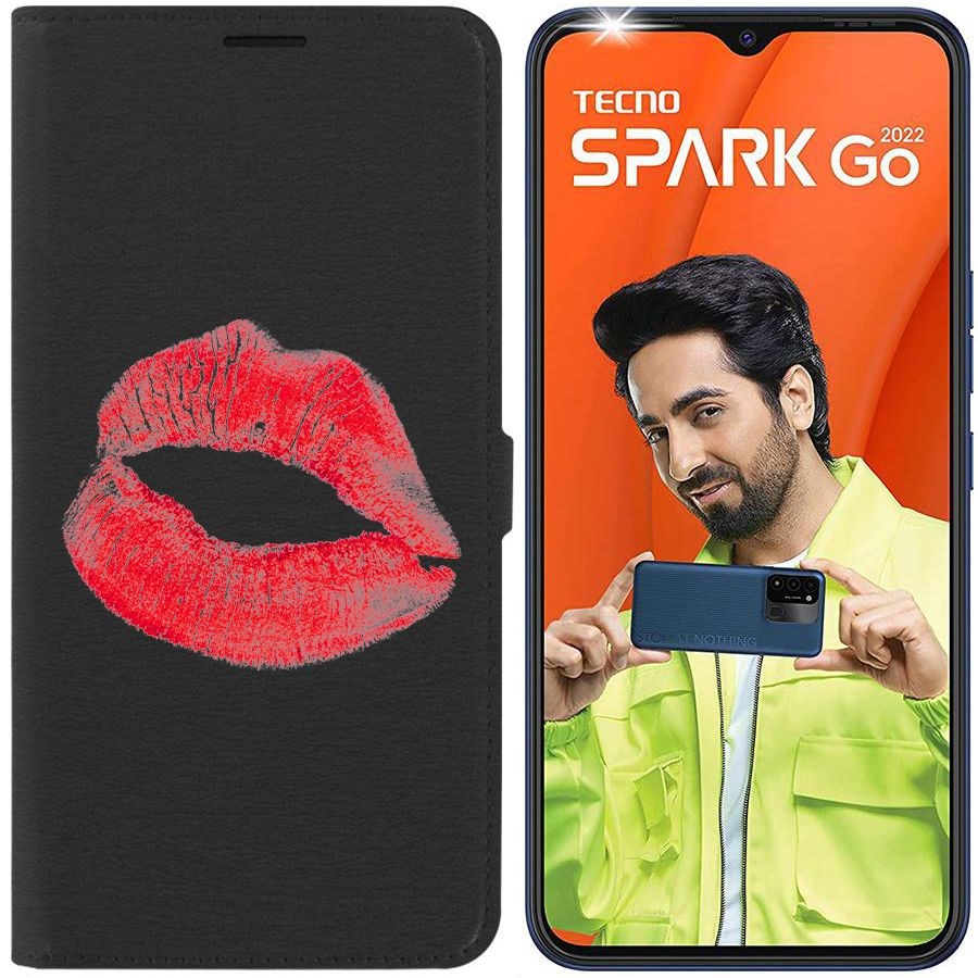 

Чехол-книжка Eco Book для Tecno Spark Go 2022 След помады, Черный