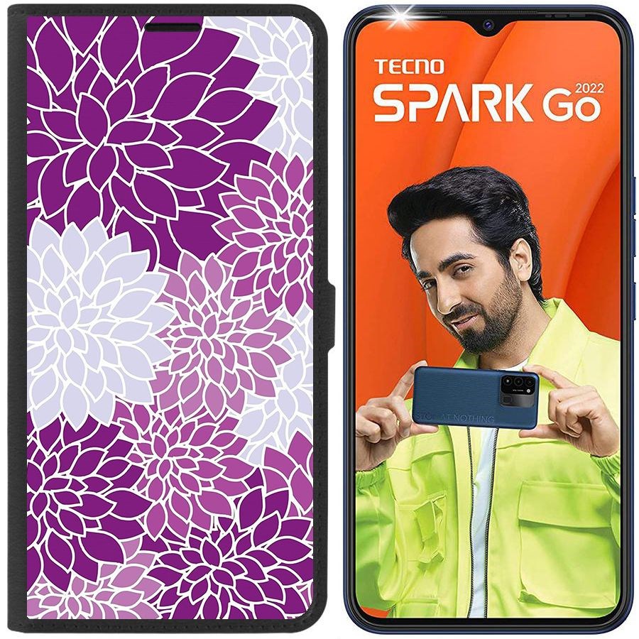 

Чехол-книжка Eco Book для Tecno Spark Go 2022 Цветочный паттерн 2, Черный
