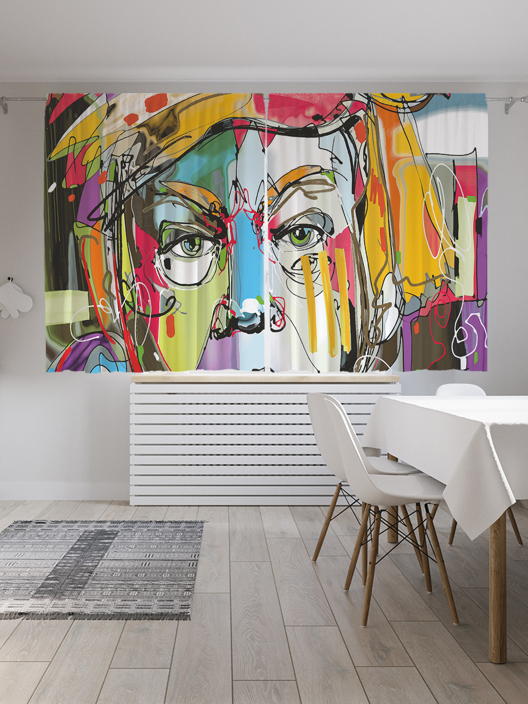 

Шторы с фотопечатью JoyArty "Портрет с птицей" из сатена, 290х180 см