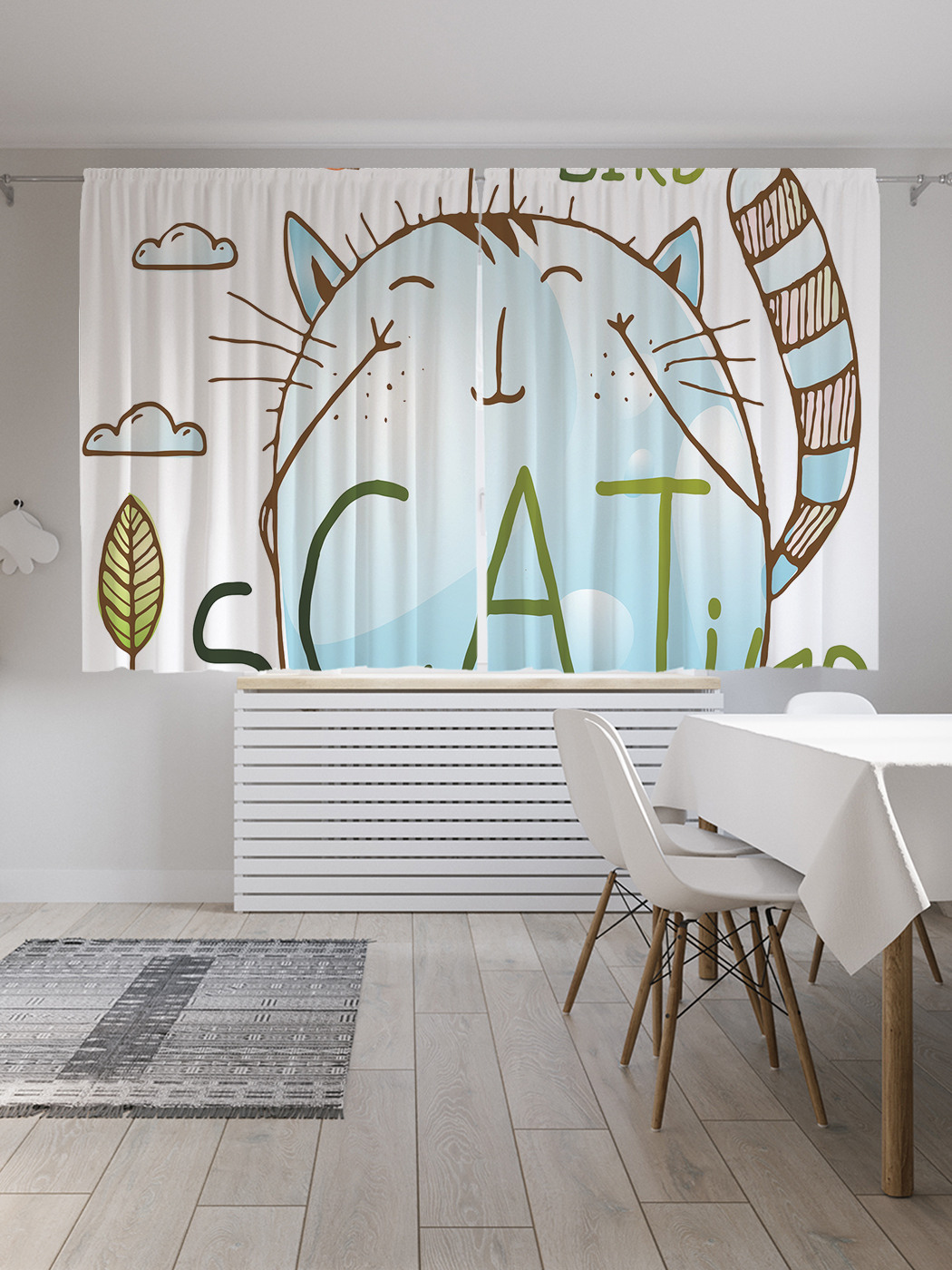 

Шторы с фотопечатью JoyArty "Кот на скейте" из сатена, 290х180 см