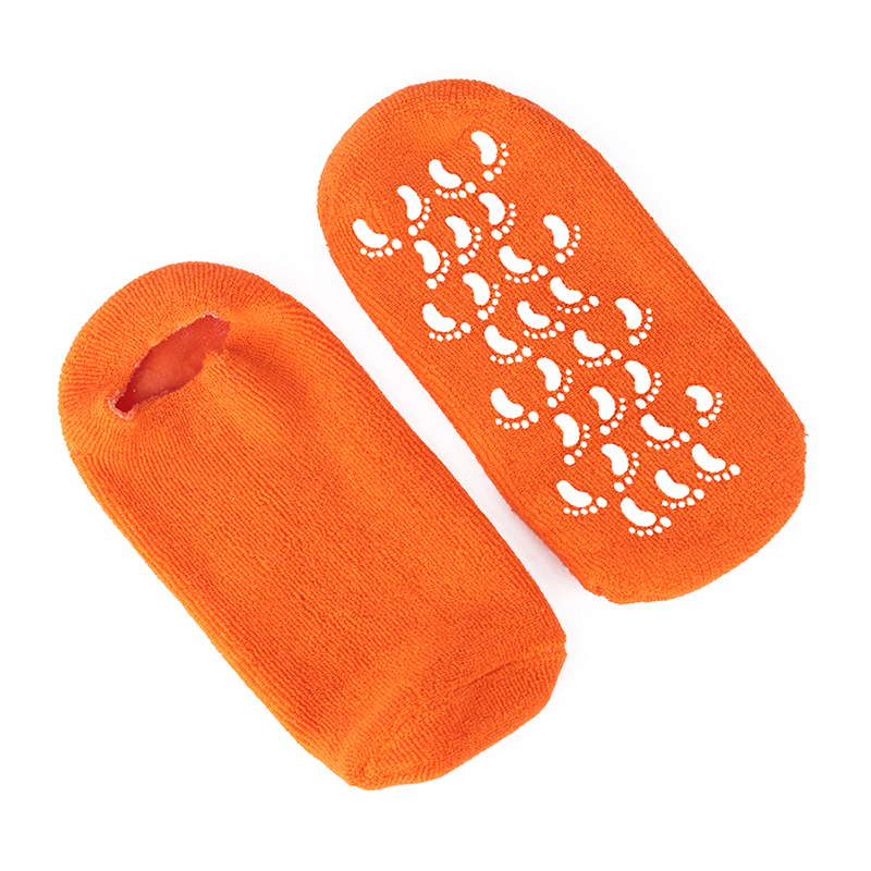 Носочки для педикюра увлажняющие многоразовые уход за ногами Baziator H0115 оранжевые