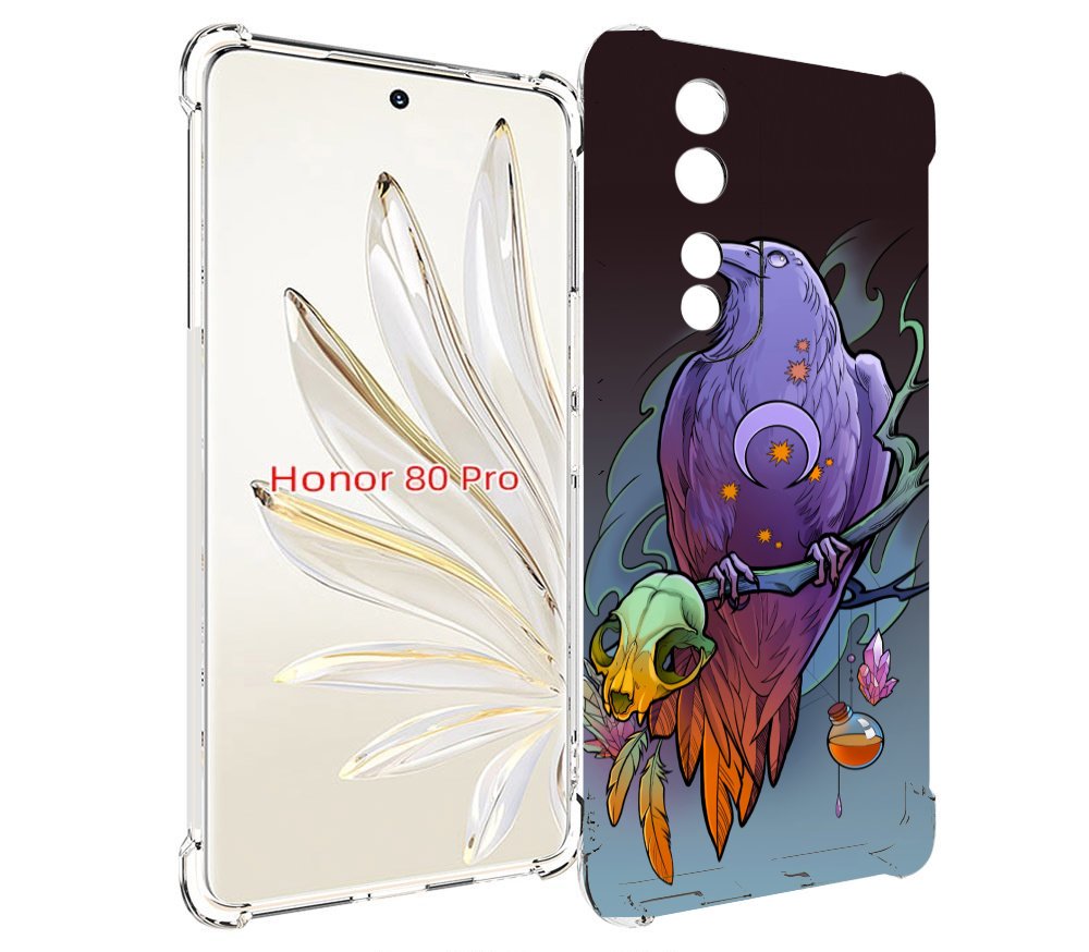 

Чехол MyPads фиолетовый ворон на ветке для Honor 80 Pro, Прозрачный, Tocco