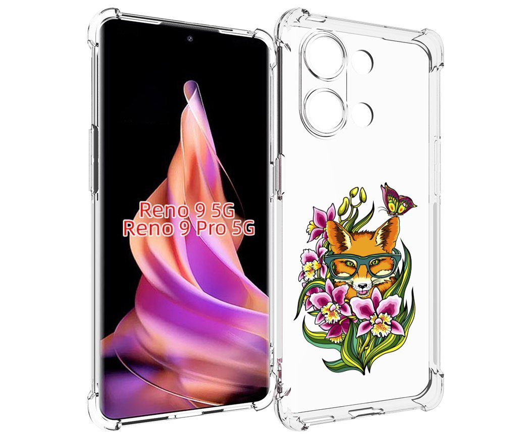 

Чехол MyPads Лиса в цветах для Oppo Reno 9/Reno 9 Pro, Прозрачный, Tocco