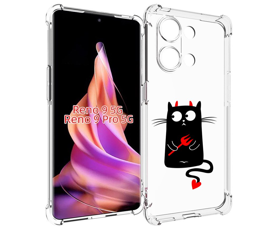 

Чехол MyPads Кот демон для OPPO Reno 9 / Reno 9 Pro, Прозрачный, Tocco